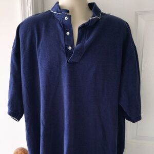 Mens Outer Banks Royal Blue Striped Combed Cotton Polo Golf Shirt 3XL XXXL